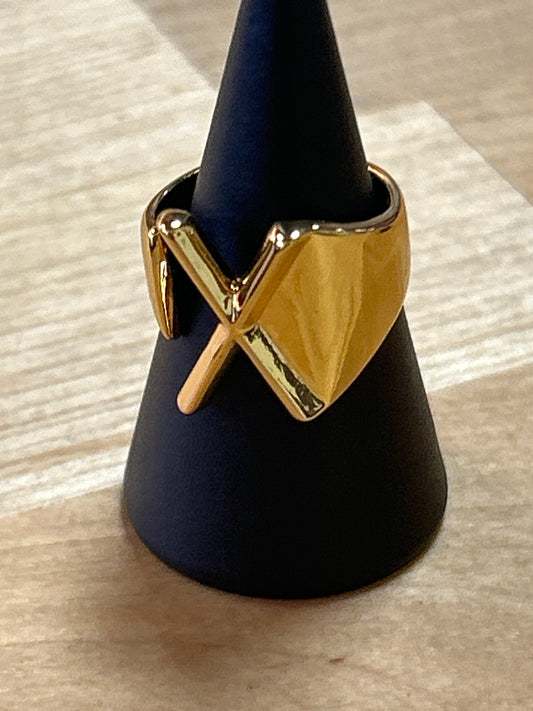 Gold tone X ring size 5