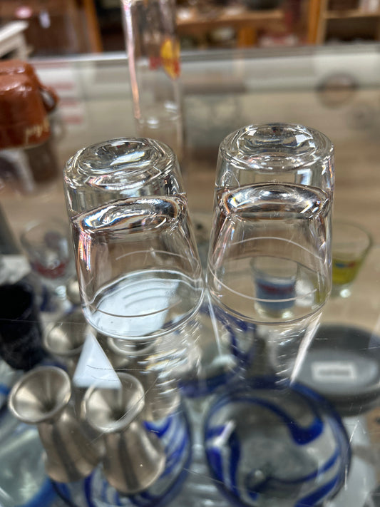 Pair of marked lined shot glasses