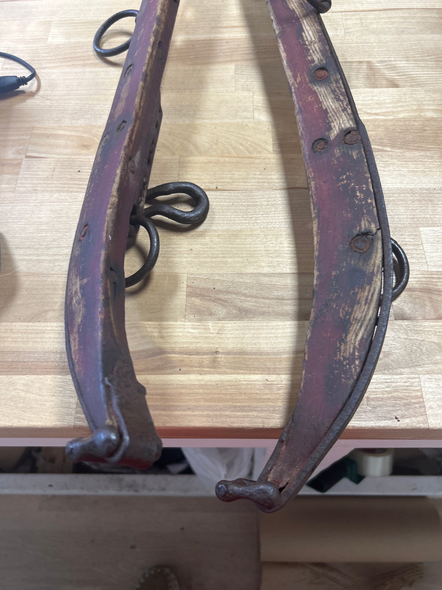 Antique horse hames Brass, Iron and Wood (unpolished brass) #2