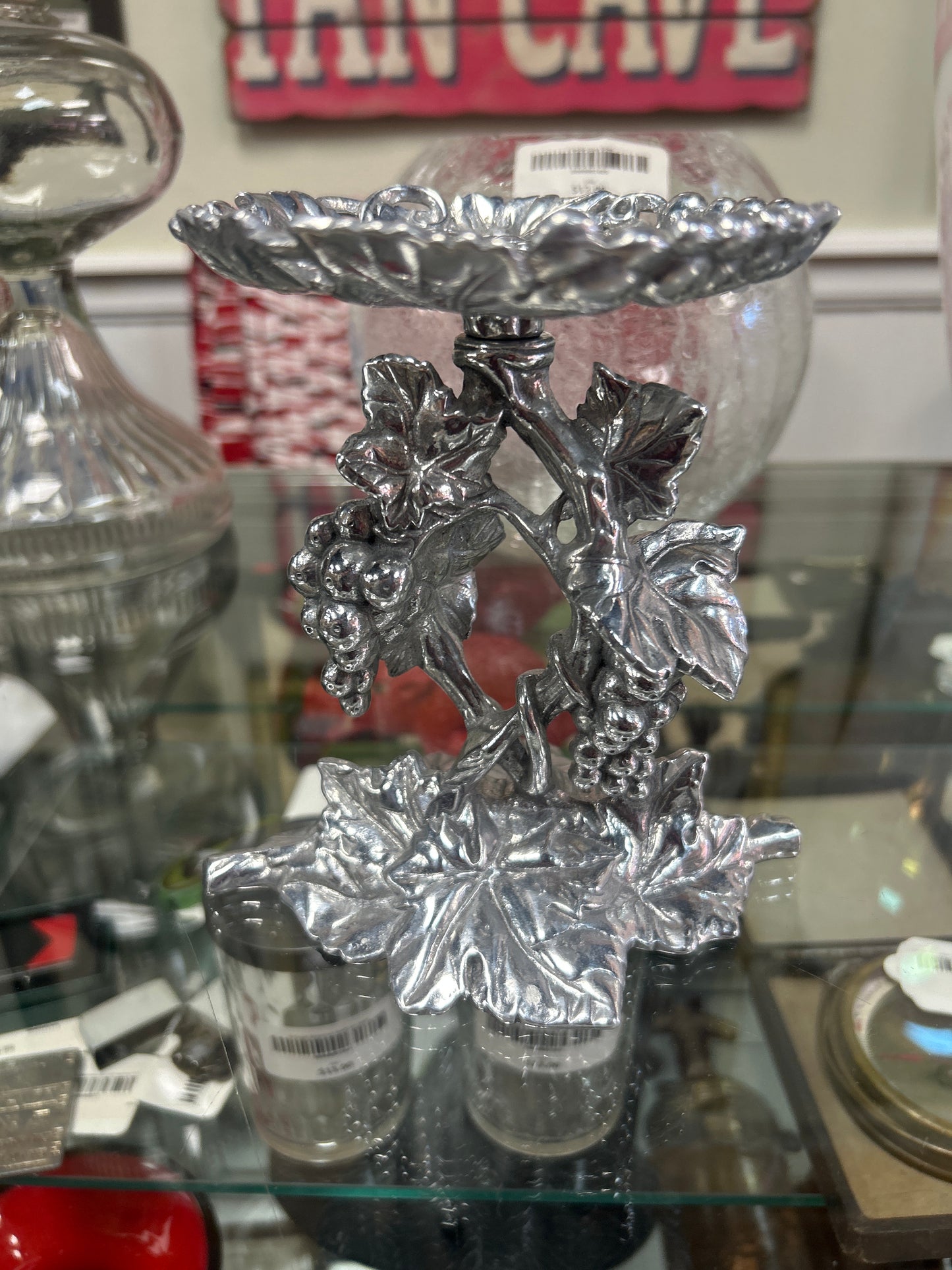 ARTHUR COURT PILLAR CANDLE HOLDER GRAPE ALUMINUM 1999