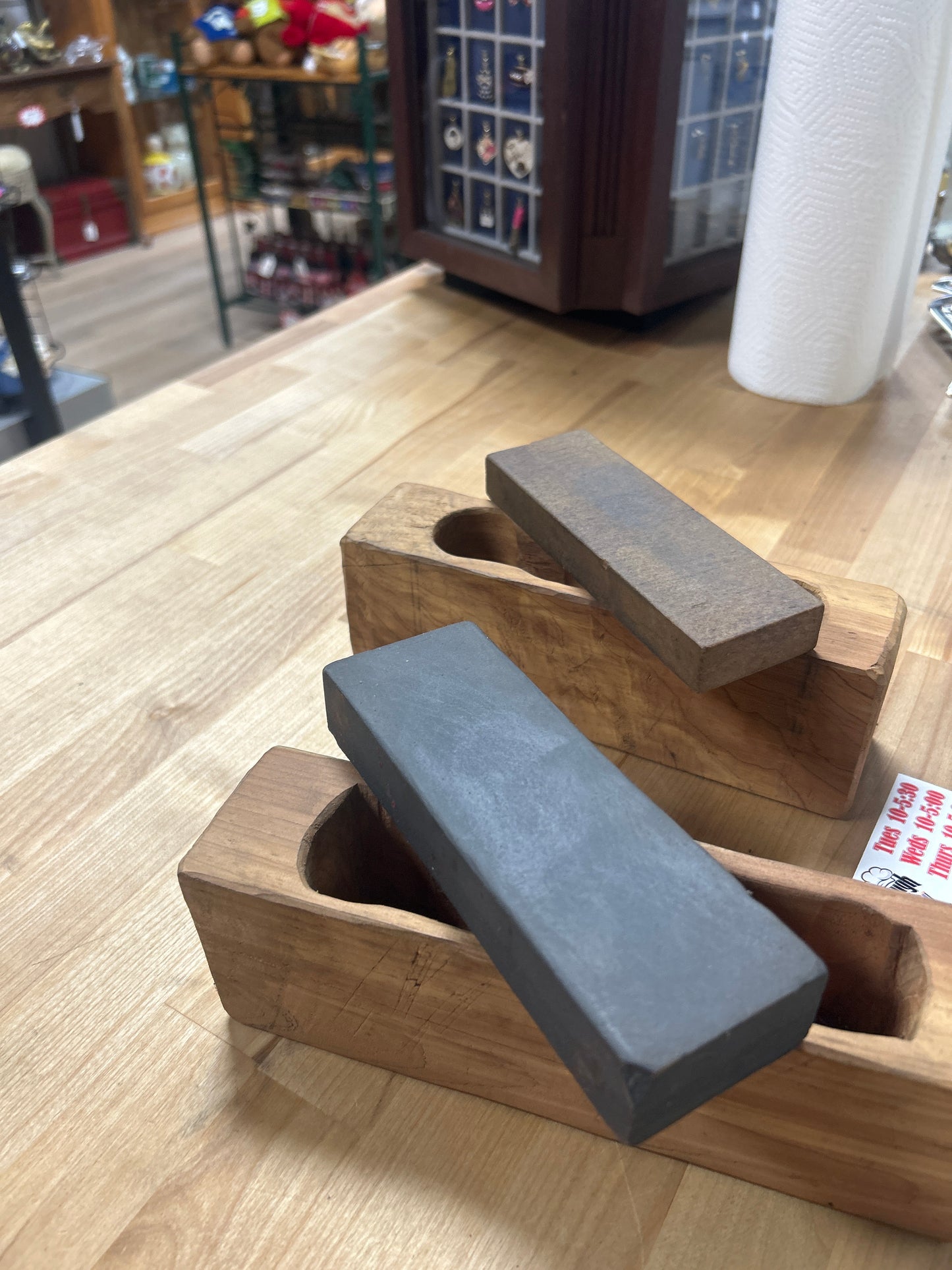 Pair of Sharpening Stones in Primitive Holders