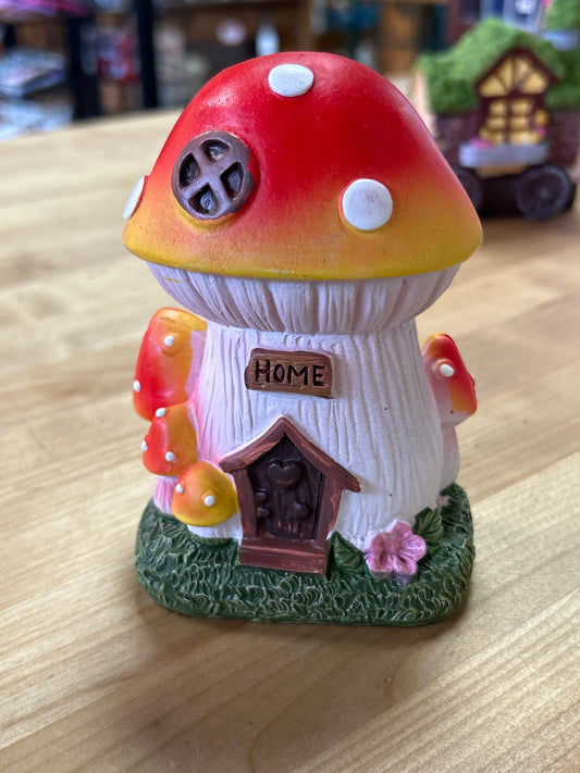 Fairy Garden Mushroom Forest Figurine (orange home over door)