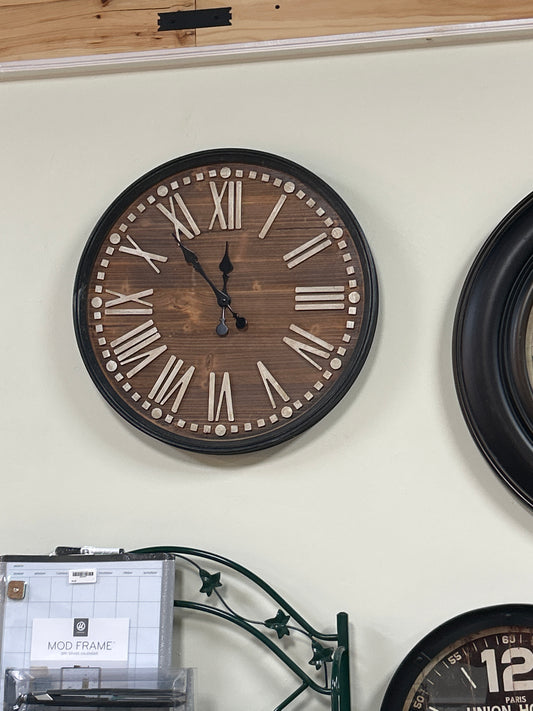 Rustic wood wall clock 24"
