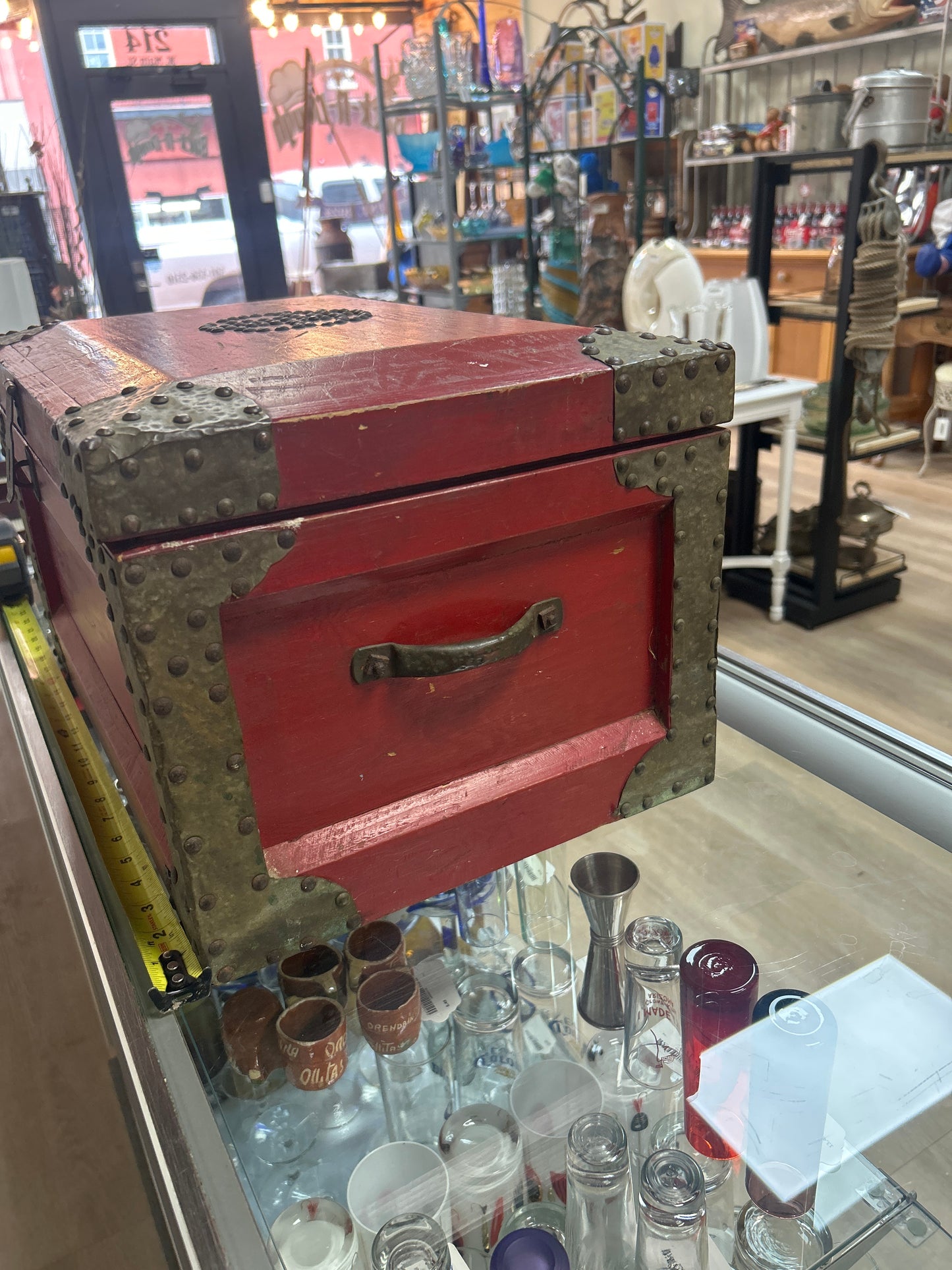 Vintage Red Wood Chest
