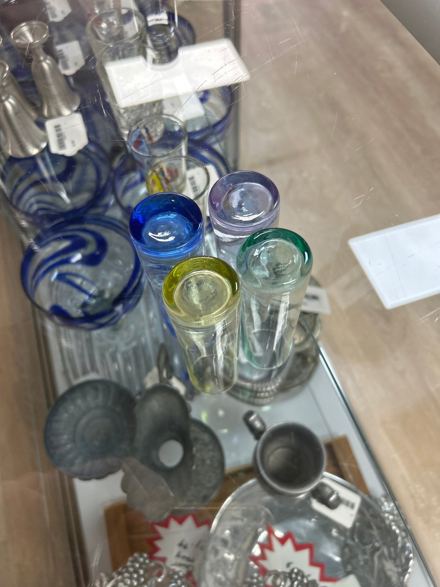 Colored shot glasses set of 4 (blue, purple, yellow, green)