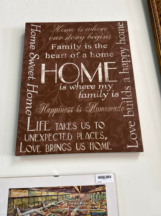 Home is where family is 20x16 picture wall art