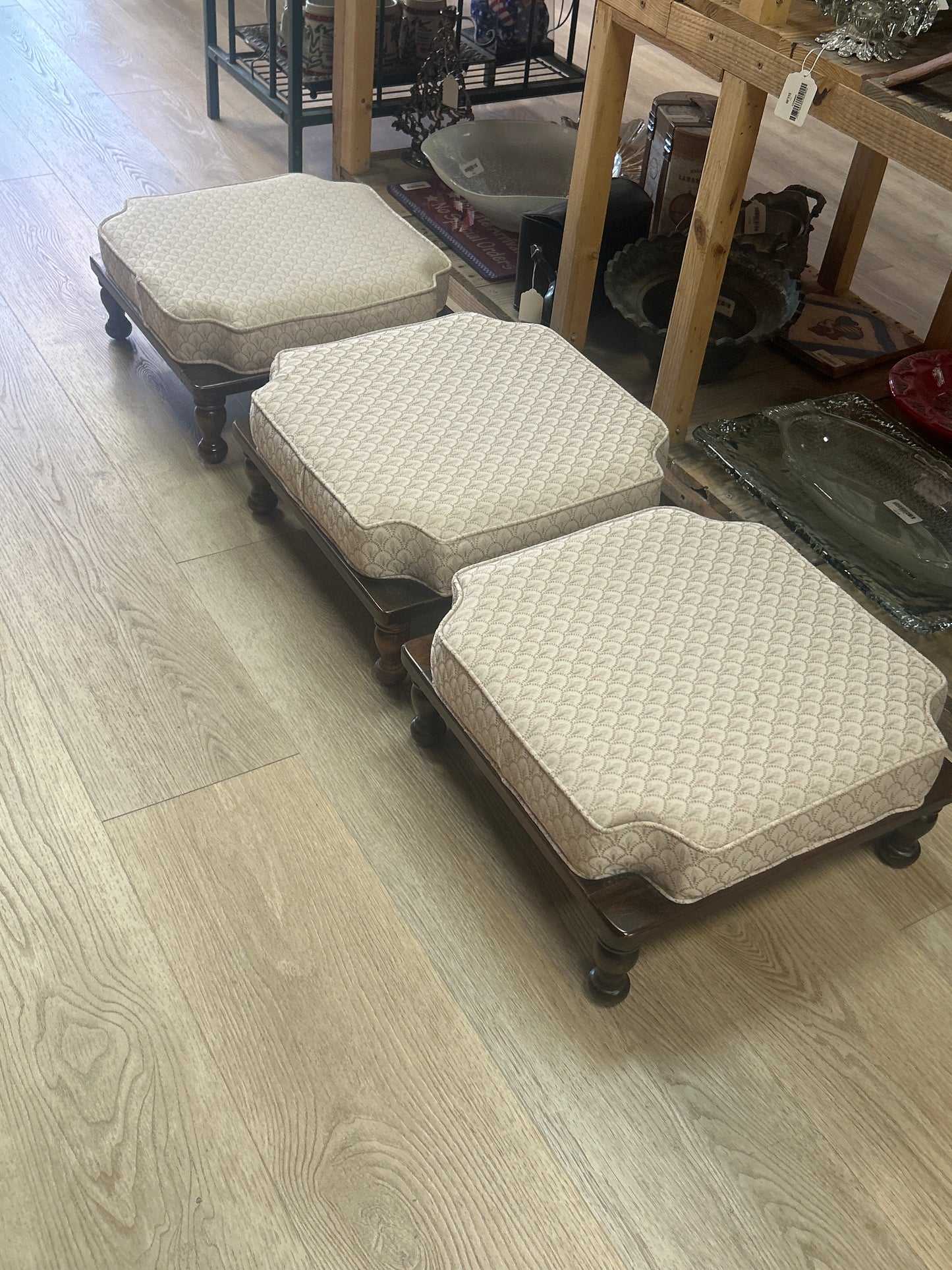Vintage Turned Wood Ethan Allen Stacking Stools, Set of 3