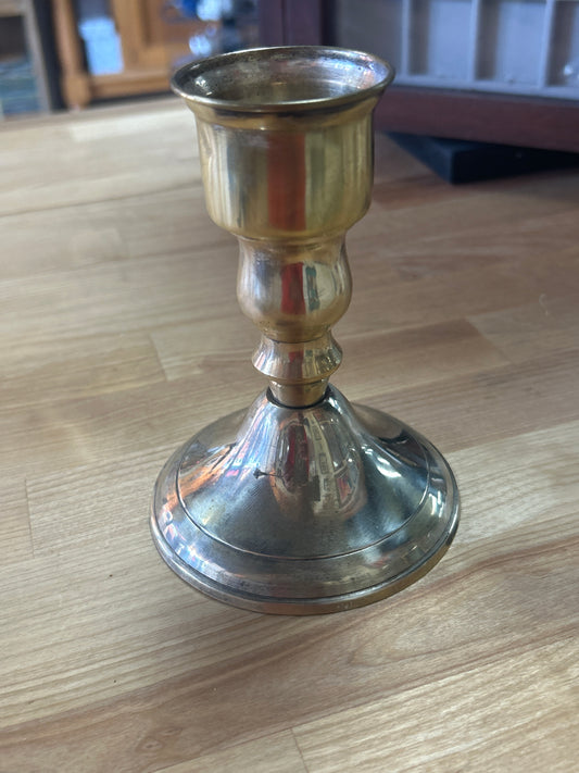 Vintage Single Brass Candle holder 5” tall