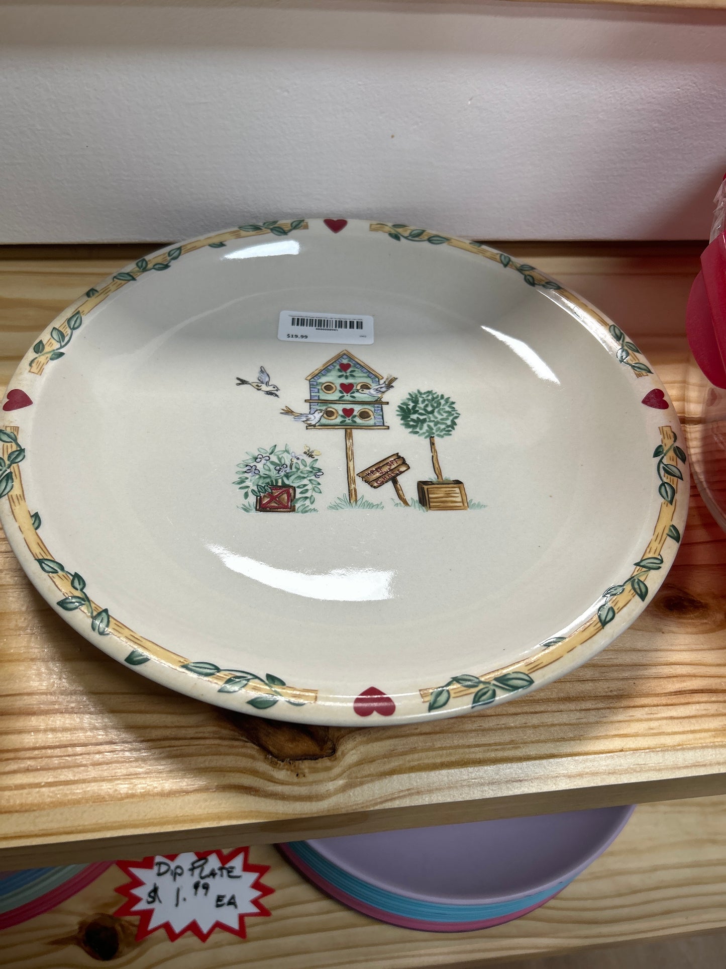 Thomson Pottery Birdhouse Round Circle Large Serving Platter 12” China Birds