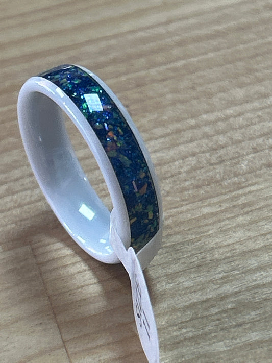 White and Blue Ring size 11