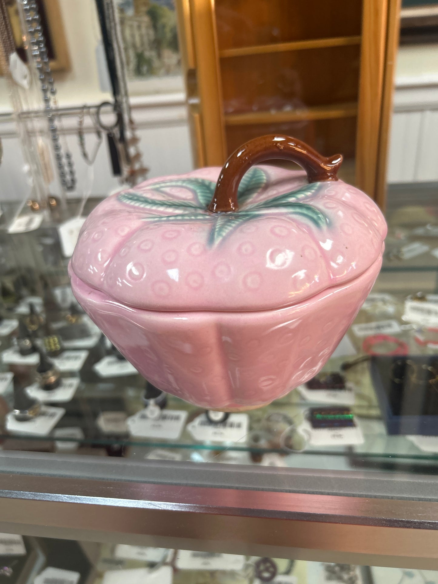 Vintage MCM Belmar California Pottery Dish Pink Strawberry