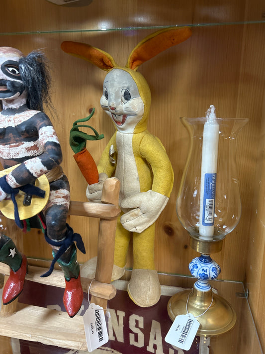 Vintage Bugs Bunny (Warner Brothers) well used. Stains, tears and holes. Creepy