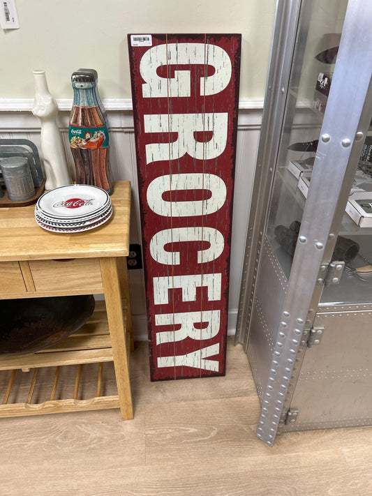 Plastic Grocery Sign (look of weathered wood)