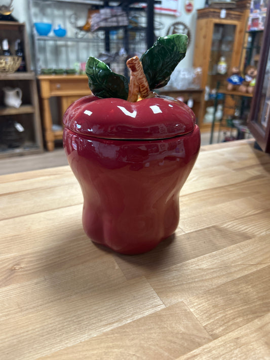 Apple Ceramic Apple Canister/Cookie Jar 8”