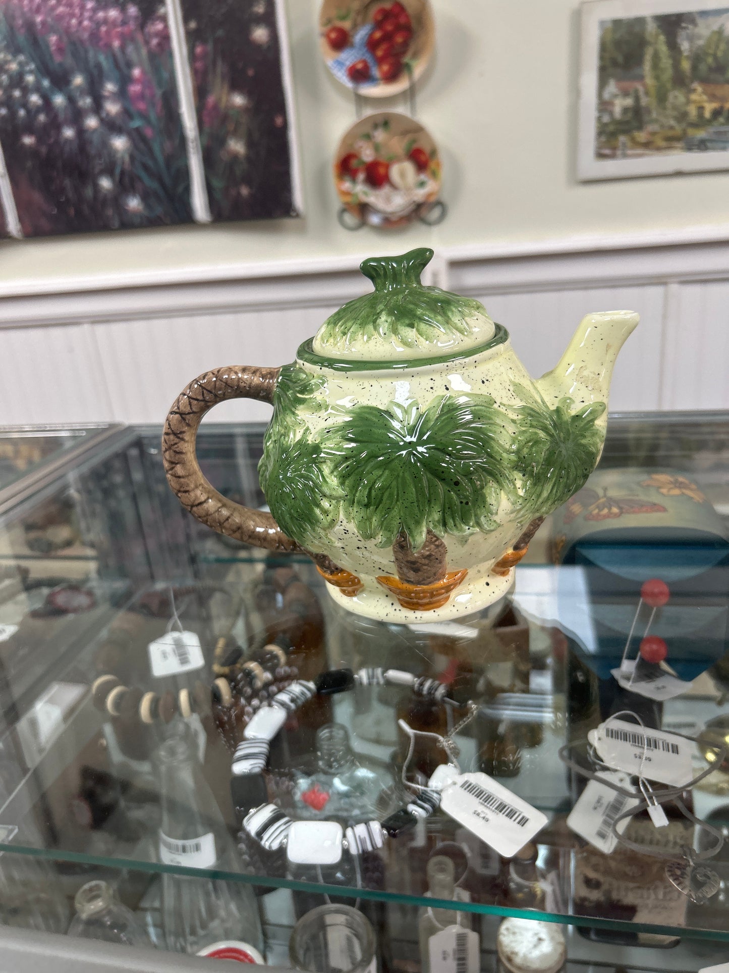 Baum Bros Vintage Palm Tree Beach Clock Teapot