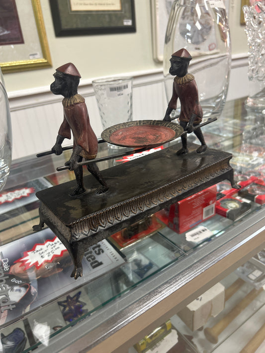 Vintage Maitland Smith Bronze Pair of Monkeys Carrying a Dish