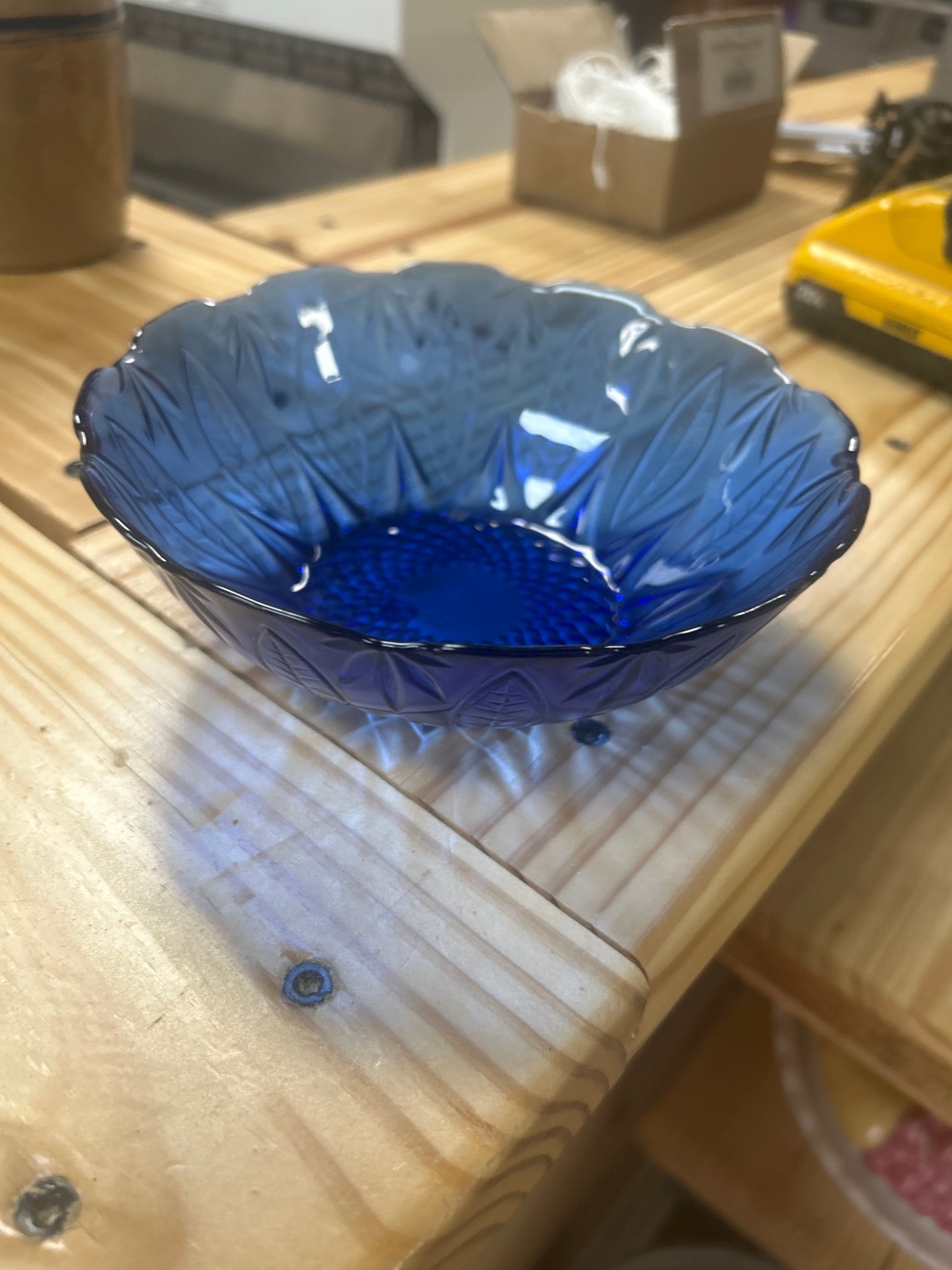 Vintage Avon Royal Sapphire Cobalt Blue Glass Serving/Salad Bowl 9"