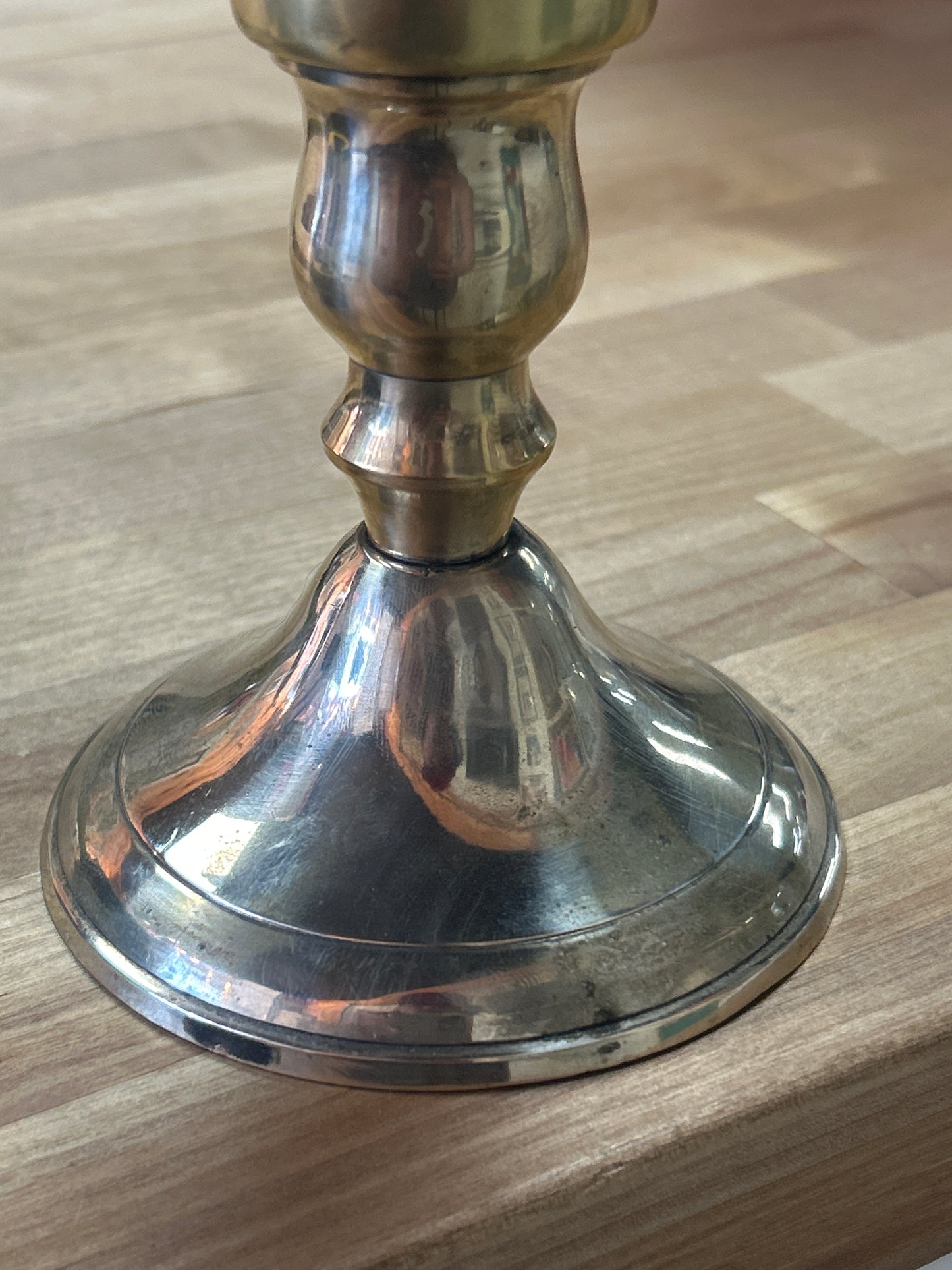 Vintage Single Brass Candle holder 5” tall