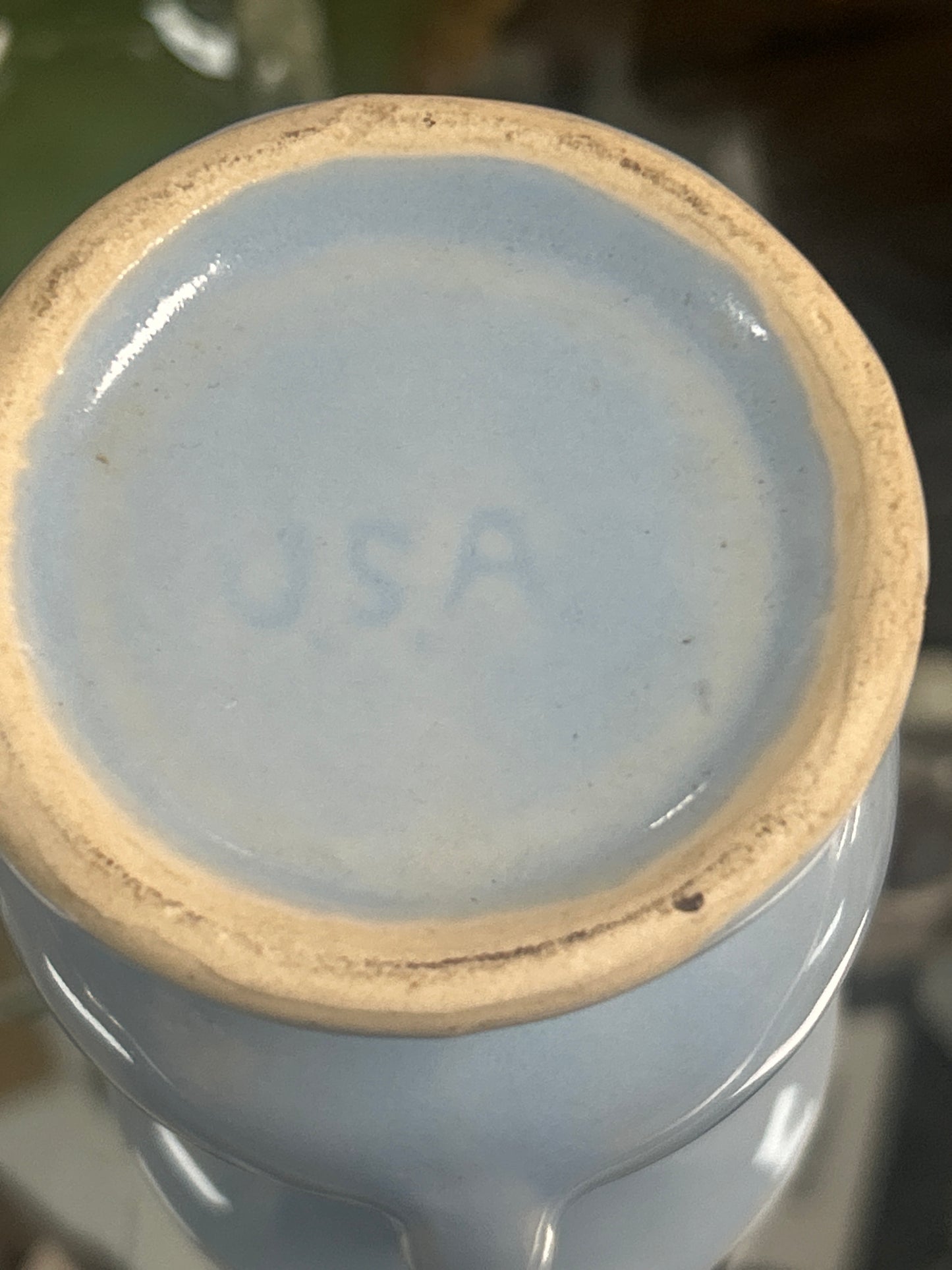 Rare Vintage 2 Handled Baby Blue USA 5" Vase