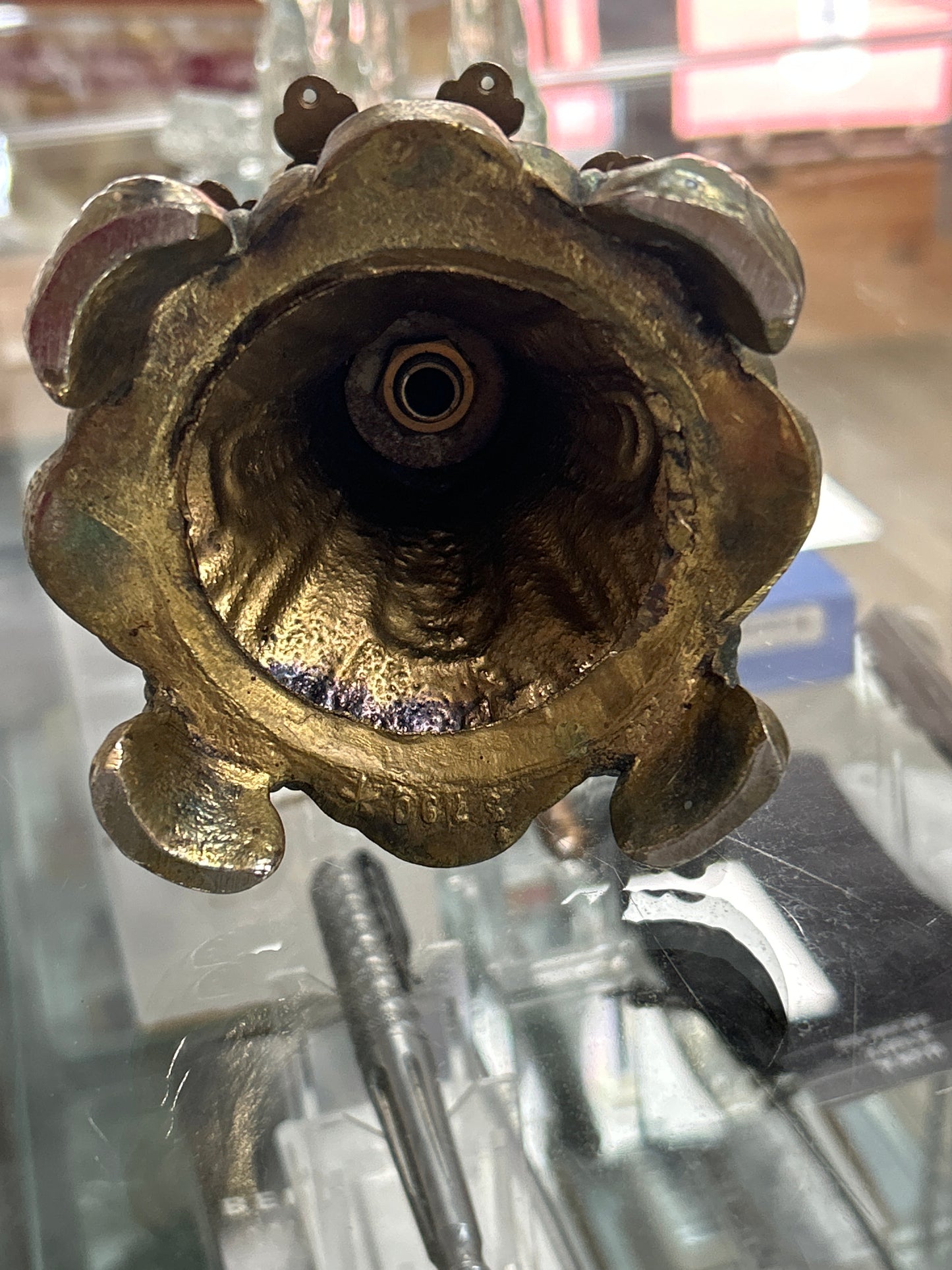 Vintage/Antique Collectible Brass and Crystal lighter- No fuel inside