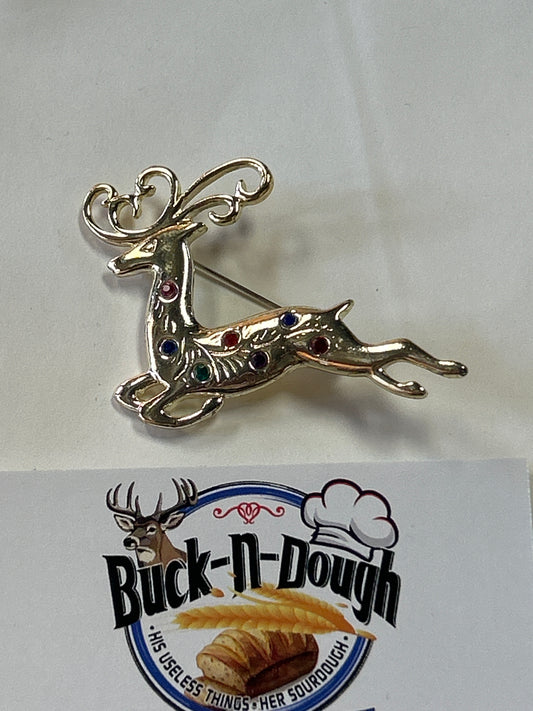 Vintage Reindeer Deer Winter Christmas Pin