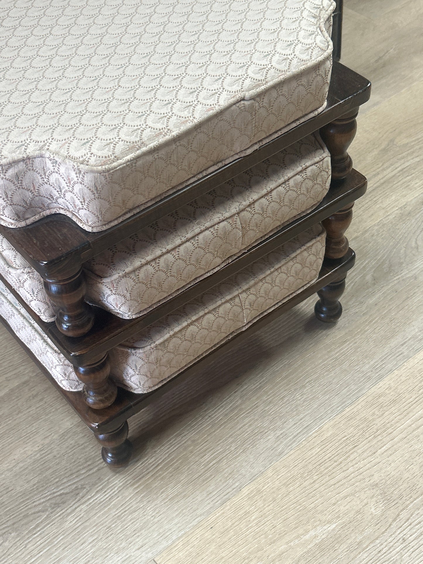 Vintage Turned Wood Ethan Allen Stacking Stools, Set of 3