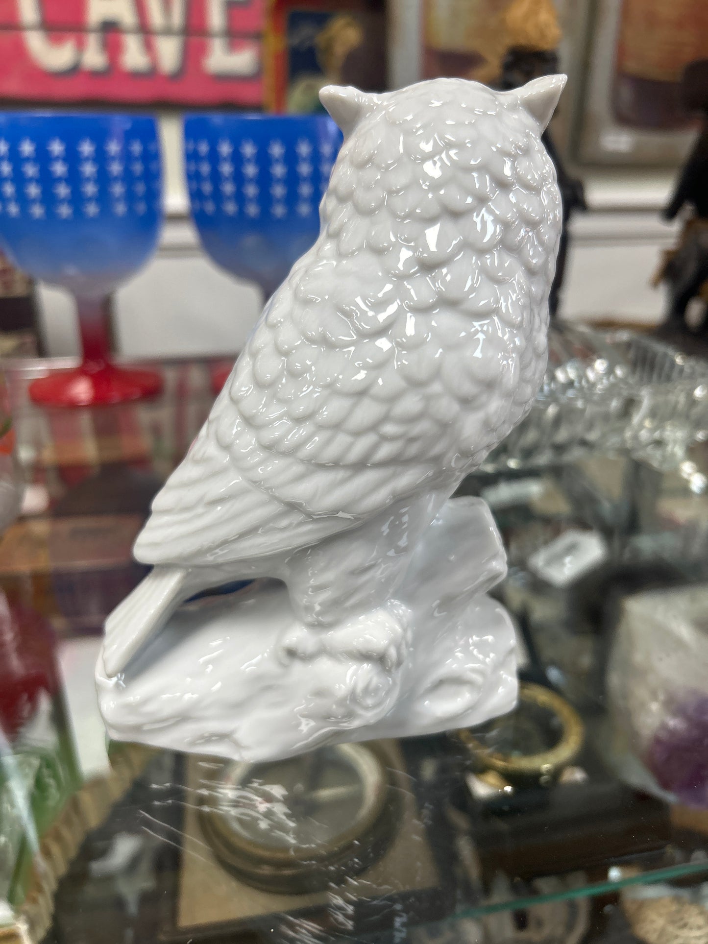 Vintage ceramic owl figurine 6” Japan