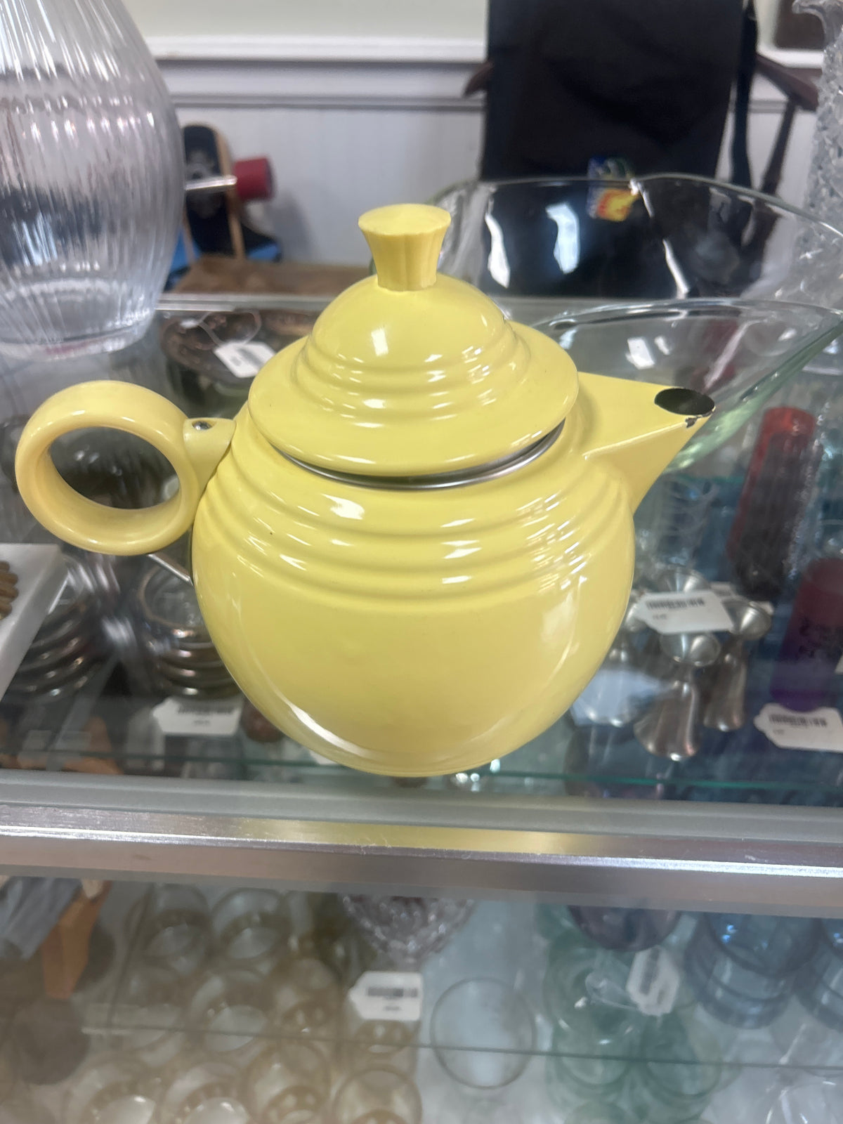 Vintage 1990s Copco Fiesta Ware enamel-on-metal teapot kettle in yellow