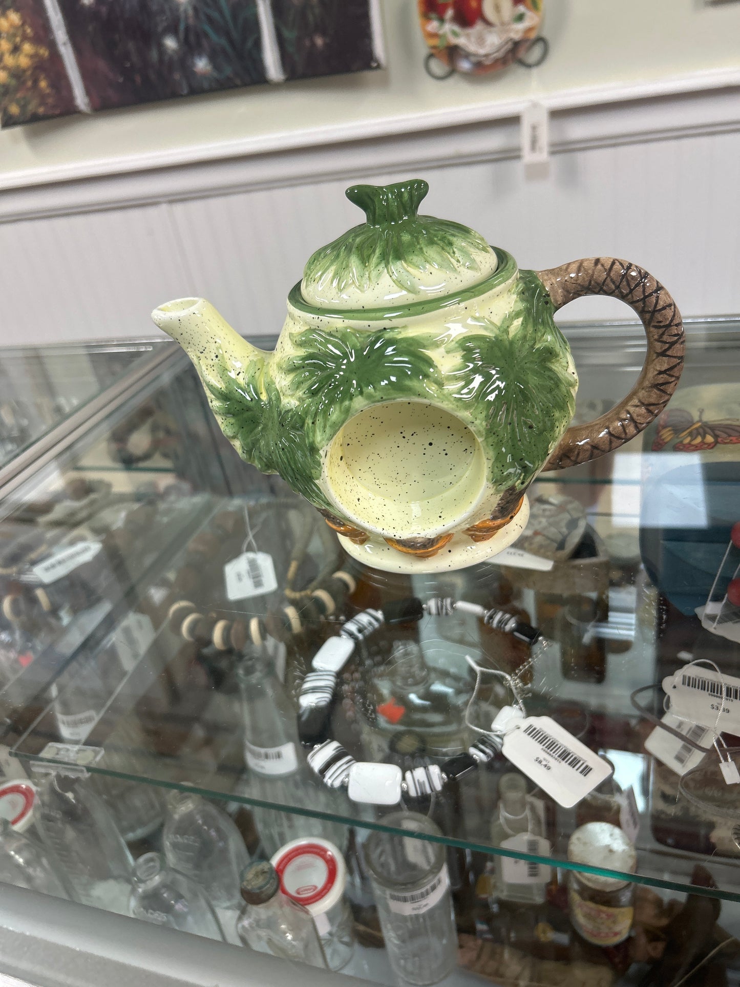 Baum Bros Vintage Palm Tree Beach Clock Teapot