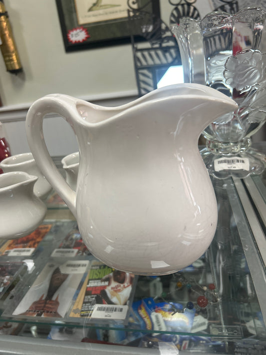 Antique ironstone pitcher with great crazing; USA 6”