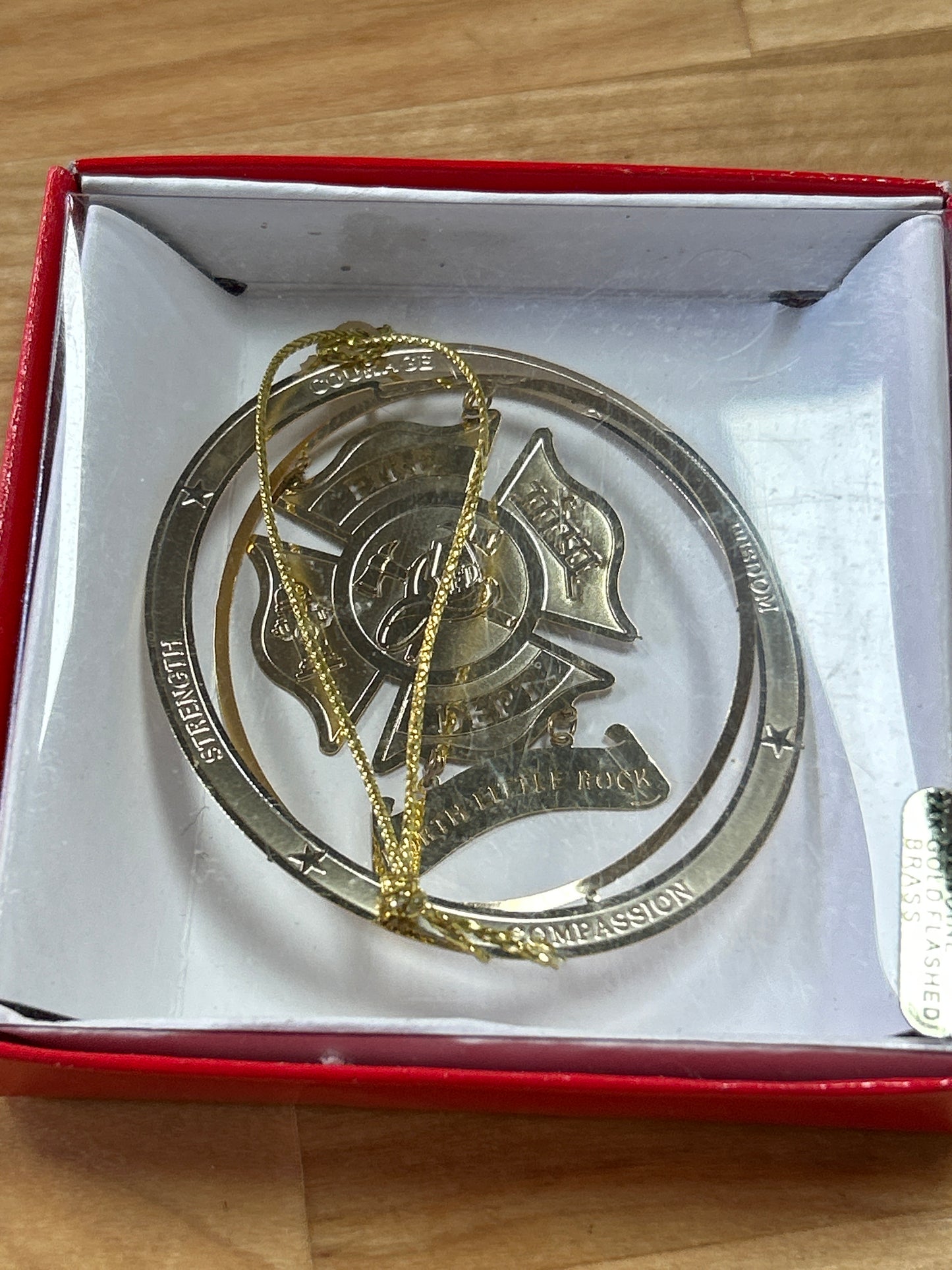 LR Fire Department Ornament 14k Flashed over Brass