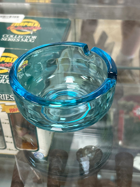 Vintage Hazel Atlas Capri Blue Glass Mid Century Modern 2 Slot Ashtray