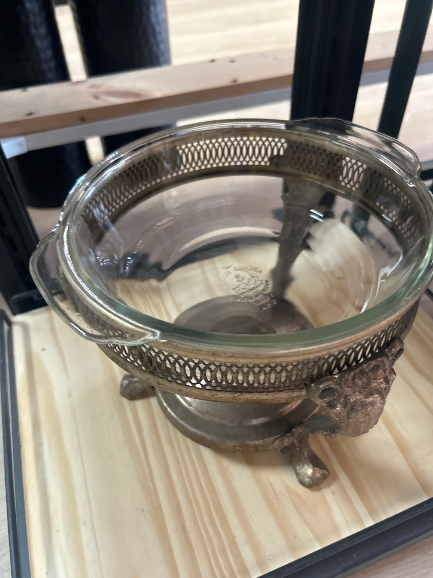 VINTAGE 1.5 qt Anchor Hocking Fire King Ovenware Dish (Silver Plated)
