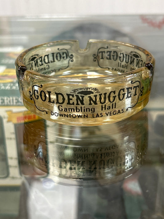1950s vintage Golden Nugget Gambling Hall - Las Vegas souvenir ashtray / iridescent peach-amber coloring