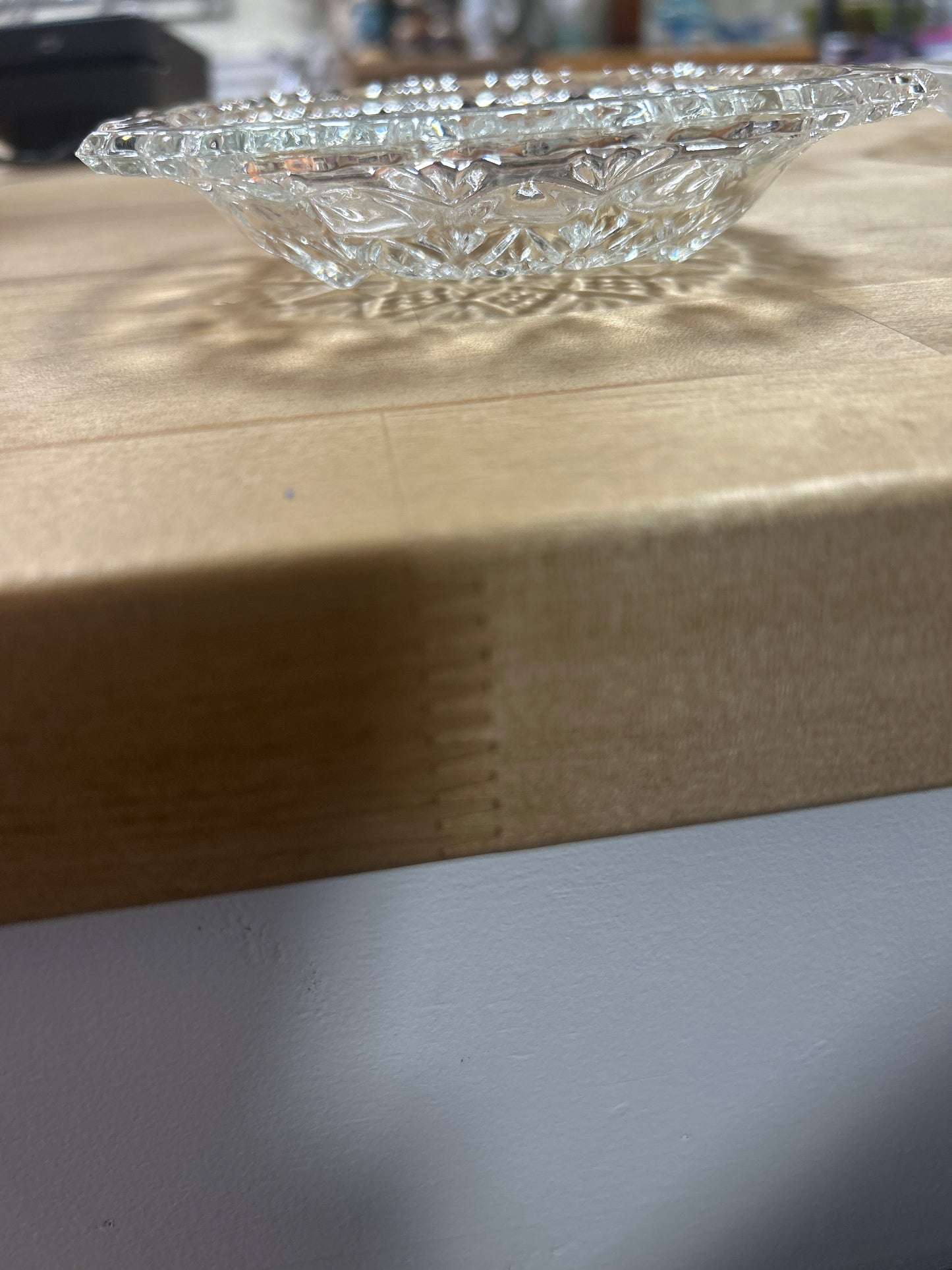 Vintage Pasari Clear Crystal Glass Ashtray Trinket Dish Indonesia 5.25”