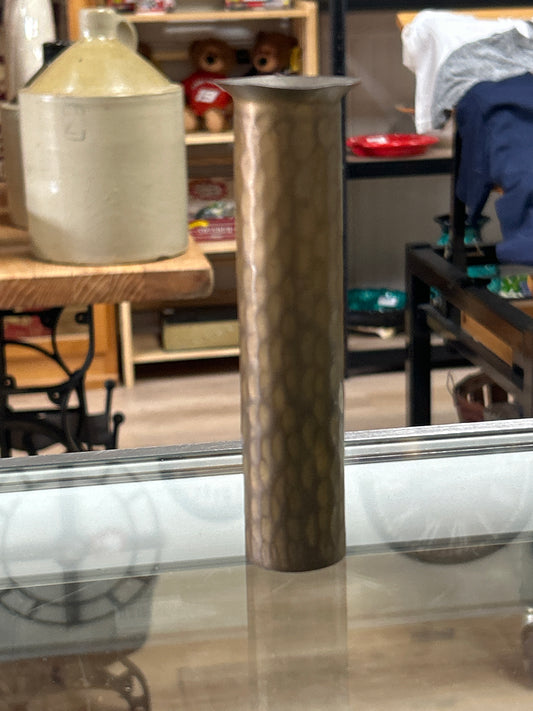 Vintage Artisan Created Weighted Brass Bud Vase