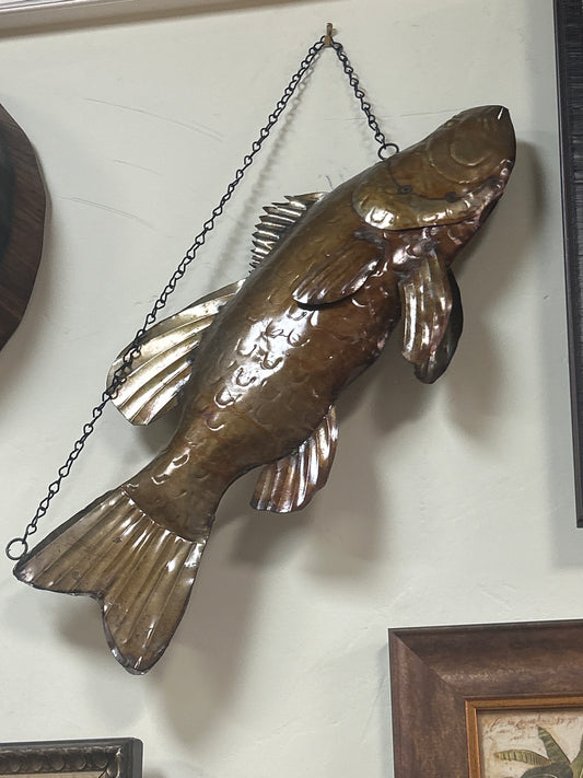 Metal Primitive Sculpture Fish 23” has scratches