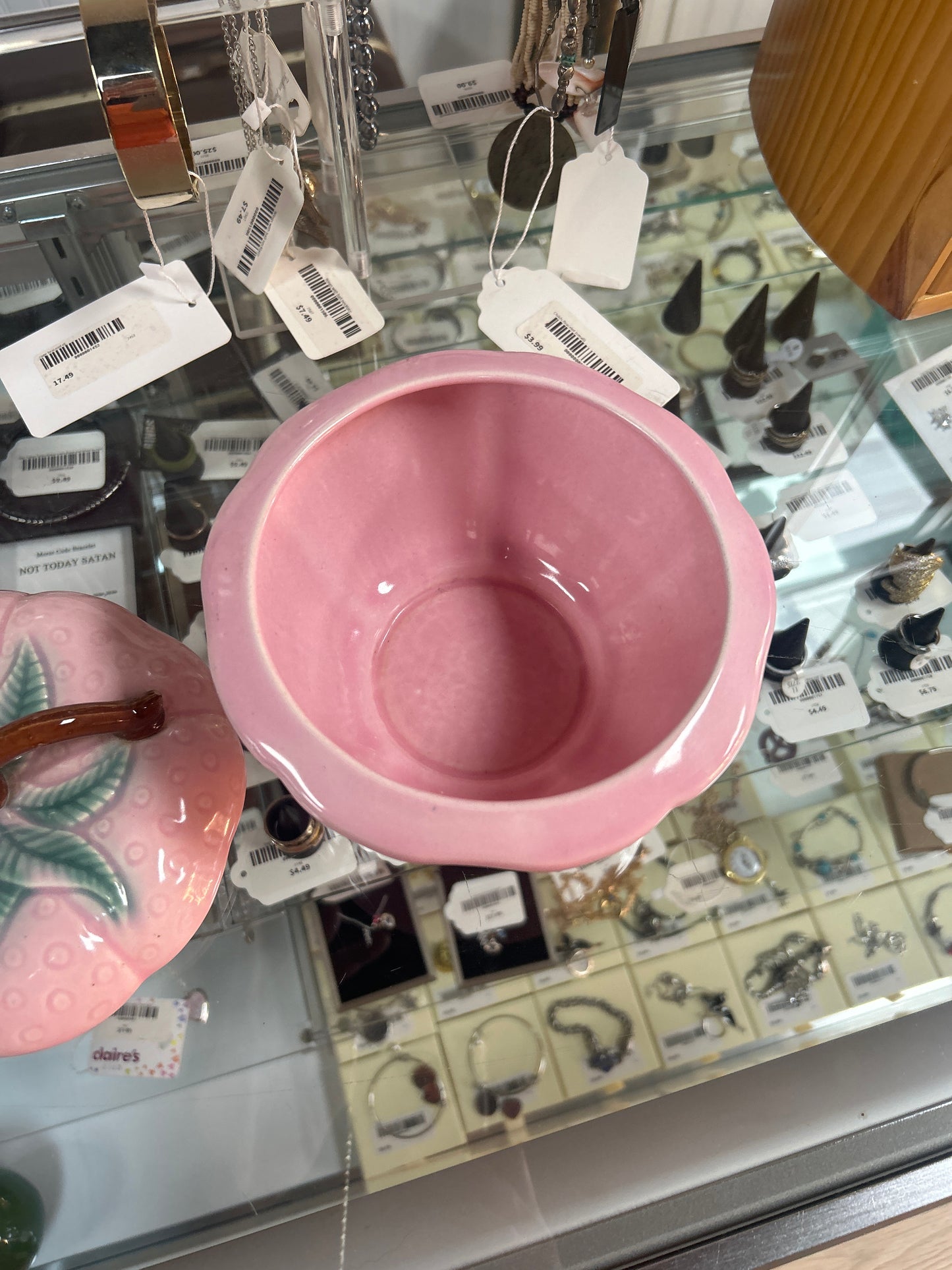 Vintage MCM Belmar California Pottery Dish Pink Strawberry