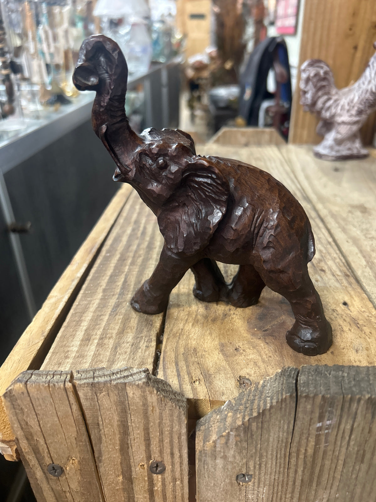 Vintage hand-carved wooden elephant