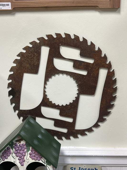 Rusty Folk Saw Blade (knife cutout) 19”