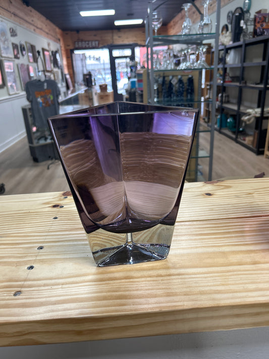 Purple triangle vase (nicked rim)