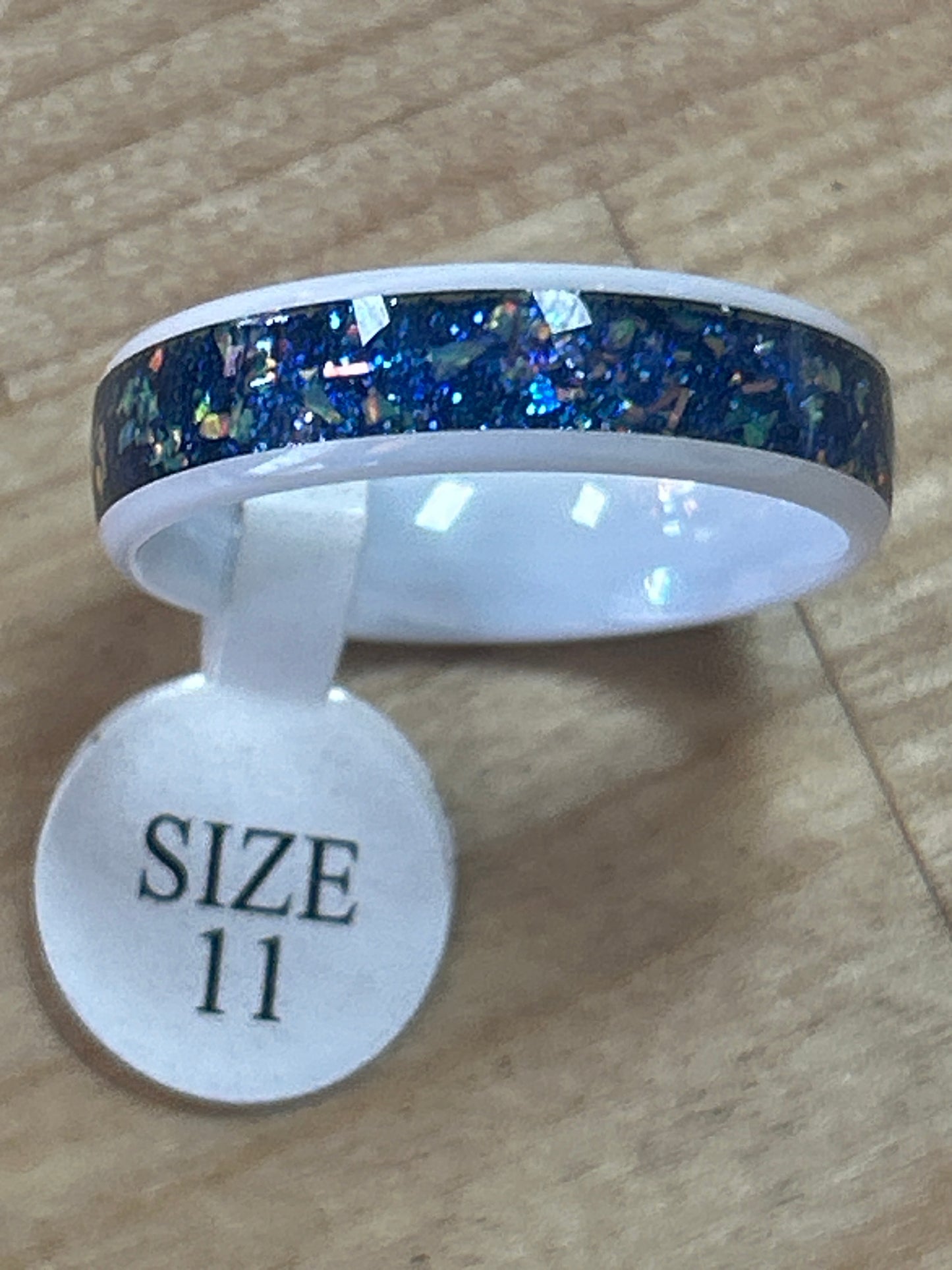 White and Blue Ring size 11