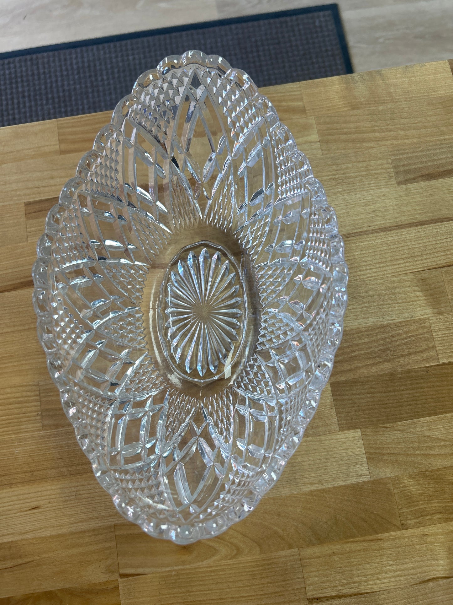 Vintage Glass Bowl. Heavy. Unknown Maker. 11 1/2 wide
