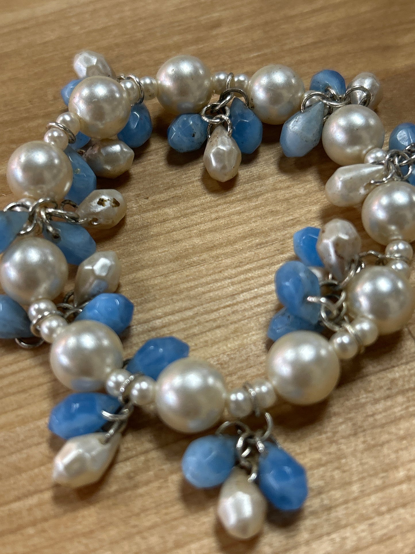 Blue and White Bead Bracelet