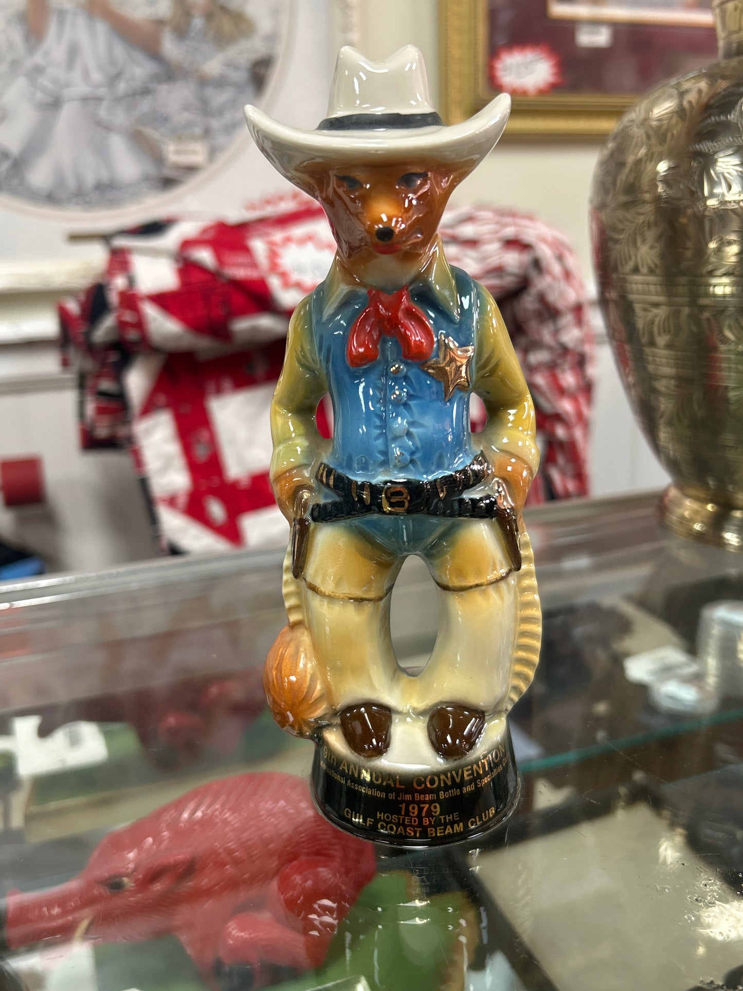 Jim Beam 9th Annual Convention Gulf Coast Foxy Cowboy Sheriff paperweight/figurine from 1979 EX condition