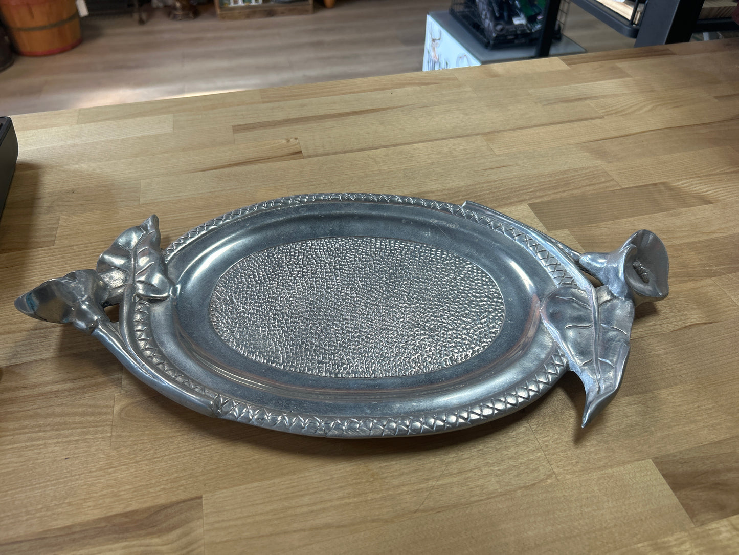 Vintage Aluminum Flower Platter/ Tray (17” flower tip to flower tip)