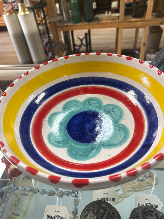 Vintage Flower Bowl made in Italy Signed Bottom. 1977 11”
