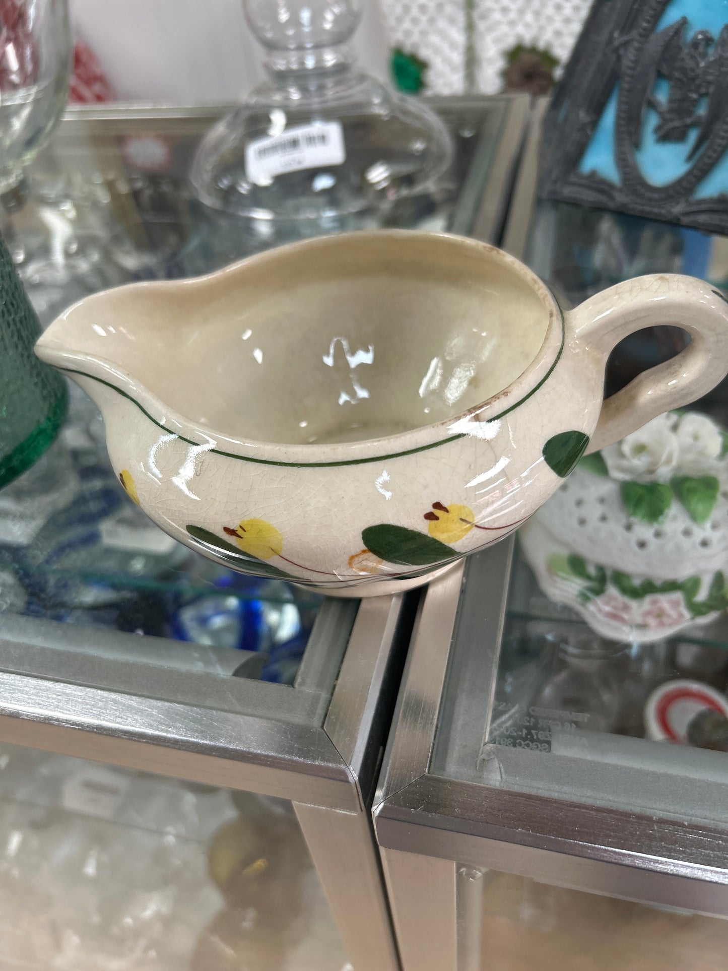 Vintage Blue Ridge Pottery Gravy Boat: Yellow Floral Southern Pottery