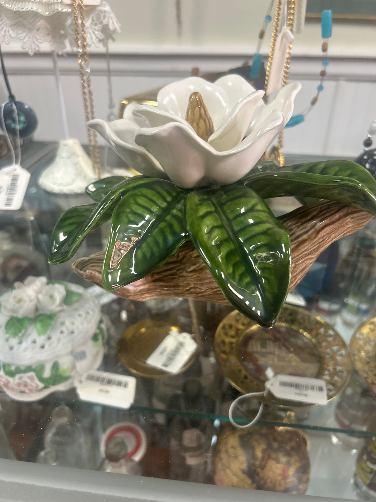 Vintage JAMAR MALLORY STUDIO Southern Magnolia Ceramic Flower – 70s Handcrafted