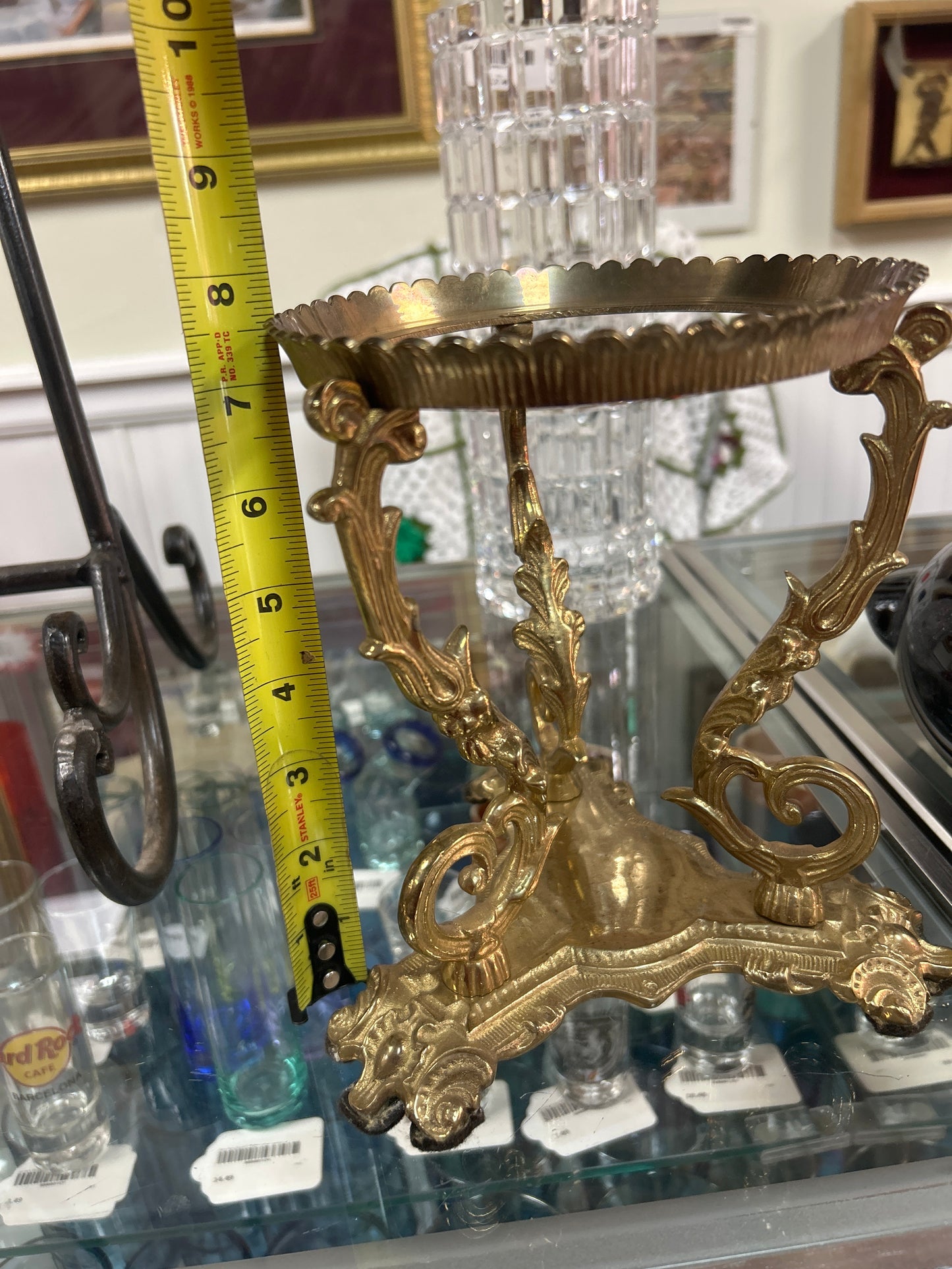 Vintage or Antique Solid Brass 3 Footed Vase/Dish/Bowl Holder